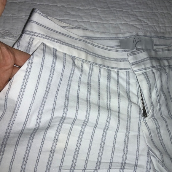JOIE Shorts Size 2 White Gray Stripe Cotton Stretch Made In U.S.A. Pockets Chino - Picture 9 of 9